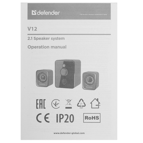 Купить Колонки Defender V12 черный  5614368. Характеристики, отзывы и цены в Донецке