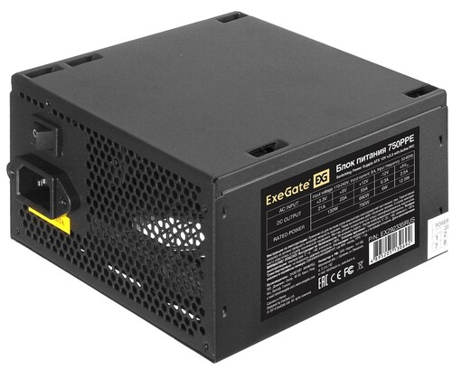 Купить Блок питания ExeGate 750PPE [EX292335RUS] черный  9909438. Характеристики, отзывы и цены в Донецке