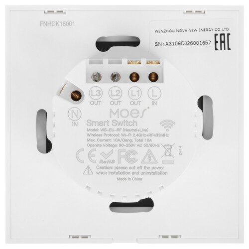 Купить Умный выключатель MOES WiFi RF433 Smart Touch Light Switch  5608719. Характеристики, отзывы и цены в Донецке