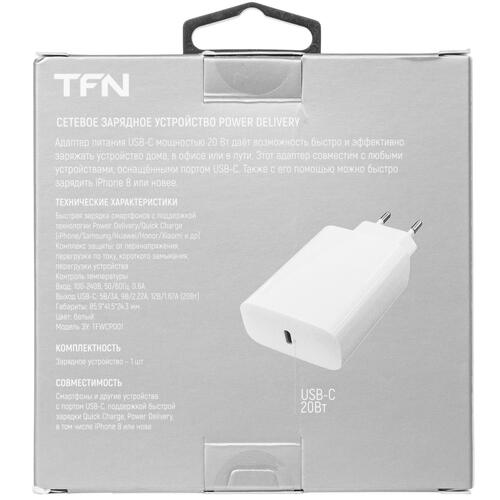 Купить Сетевое зарядное устройство TFN RAPID Type-C PD 20W белый  4820264. Характеристики, отзывы и цены в Донецке