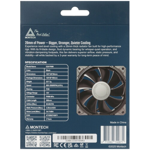 Купить Вентилятор Montech E28 PWM  5633065. Характеристики, отзывы и цены в Донецке