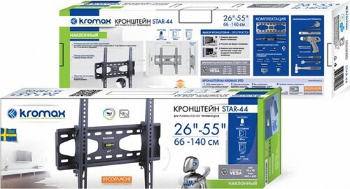 Купить Кронштейн для ТВ Kromax Star-44 черный  6732551. Характеристики, отзывы и цены в Донецке