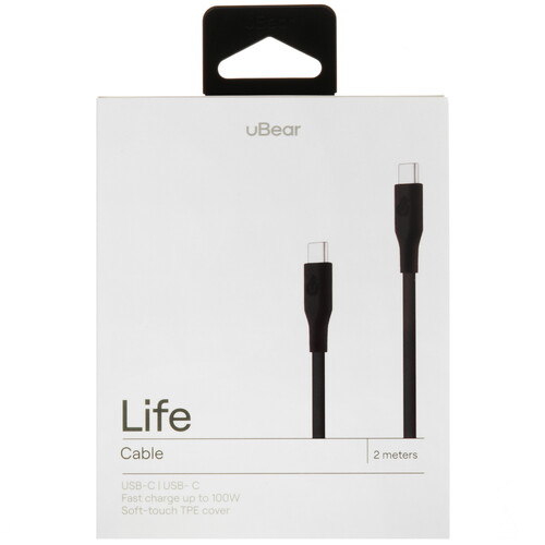 Купить Кабель круглый uBear USB Type-C - USB Type-C черный 2 м  5466118. Характеристики, отзывы и цены в Донецке