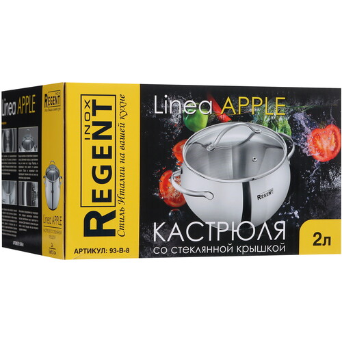 Купить Кастрюля Regent inox Apple B 93-B-8 2 л 16 см серебристый  5448462. Характеристики, отзывы и цены в Донецке