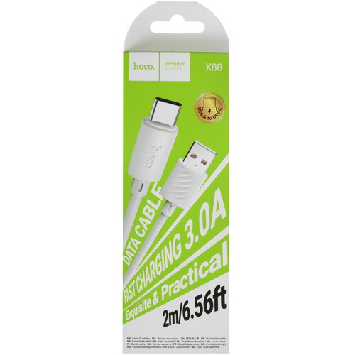 Купить Кабель круглый Hoco USB Type-C - USB 2.0 Type-A белый 2 м  5635372. Характеристики, отзывы и цены в Донецке
