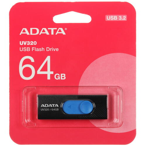 Купить Память USB Flash 64 ГБ A-Data UV320 [AUV320-64G-RBKBL]  5450274. Характеристики, отзывы и цены в Донецке