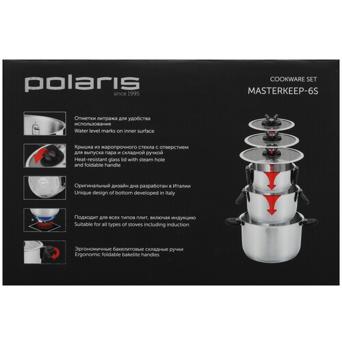 Купить Набор кастрюль Polaris MasterKeep-6S  9199487. Характеристики, отзывы и цены в Донецке