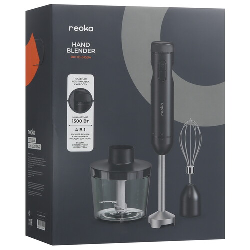 Купить Блендер погружной Reoka RKHB-S1504 черный  9088865. Характеристики, отзывы и цены в Донецке
