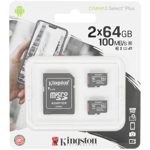 Купить Карта памяти Kingston Canvas Select Plus microSDXC 64 ГБ [SDCS2/64GB-2P1A]  4716403. Характеристики, отзывы и цены в Донецке