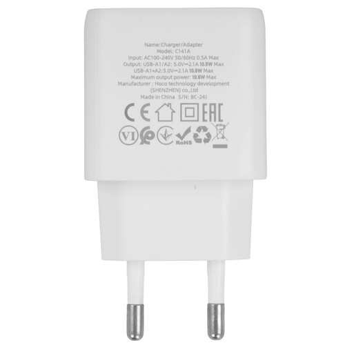 Купить Сетевое зарядное устройство Hoco C141A белый  5609281. Характеристики, отзывы и цены в Донецке