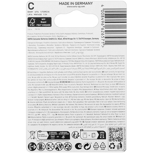 Купить Батарейка Varta Energy C (LR14/ER26500/R14)  5446350. Характеристики, отзывы и цены в Донецке