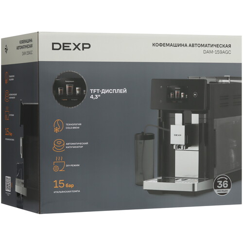 Купить Кофемашина автоматическая DEXP DAM-159AGC черный  9275035. Характеристики, отзывы и цены в Донецке