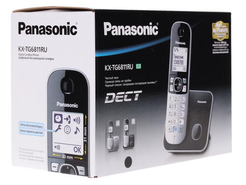 Купить Телефон беспроводной (DECT) Panasonic KX-TG6811RUB  0168966. Характеристики, отзывы и цены в Донецке