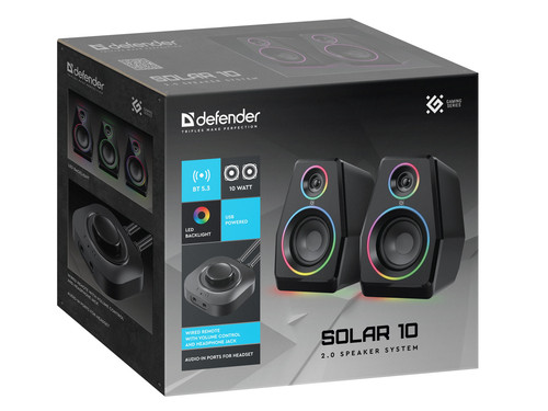 Купить Колонки Defender Solar 10 черный  9232563. Характеристики, отзывы и цены в Донецке