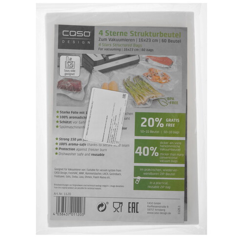 Купить Пакеты для вакуумного упаковщика CASO 4 sterne 16*23  9297261. Характеристики, отзывы и цены в Донецке