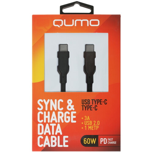 Купить Кабель круглый QUMO USB Type-C - USB Type-C черный 1 м  4850185. Характеристики, отзывы и цены в Донецке