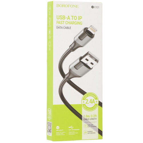 Купить Кабель круглый Borofone Lightning 8-pin - USB 2.0 Type-A черный 1 м  9244423. Характеристики, отзывы и цены в Донецке