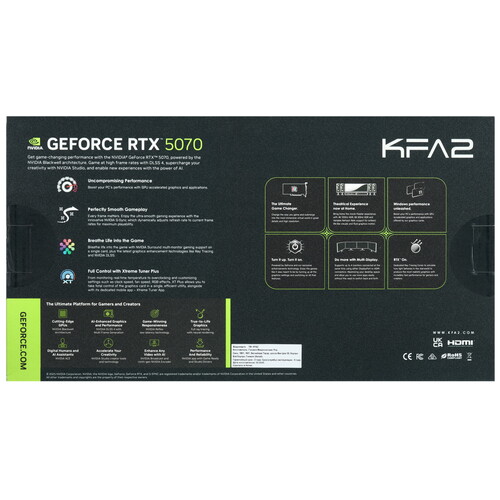 Купить Видеокарта KFA2 GeForce RTX 5070 ROCK(X) OC 3FAN RGB Black [57NON7MDBUEK]  5621523. Характеристики, отзывы и цены в Донецке