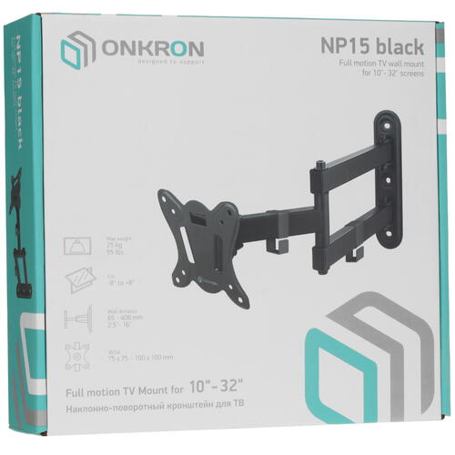 Купить Кронштейн для ТВ ONKRON NP15 черный  4830290. Характеристики, отзывы и цены в Донецке