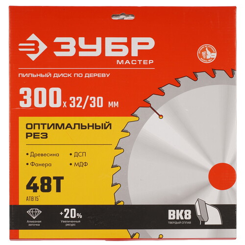Купить Диск пильный ЗУБР Оптимальный рез 36912-300-32-48_z01  9173776. Характеристики, отзывы и цены в Донецке