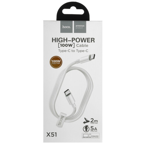 Купить Кабель круглый Hoco USB Type-C - USB Type-C белый 2 м  5635403. Характеристики, отзывы и цены в Донецке