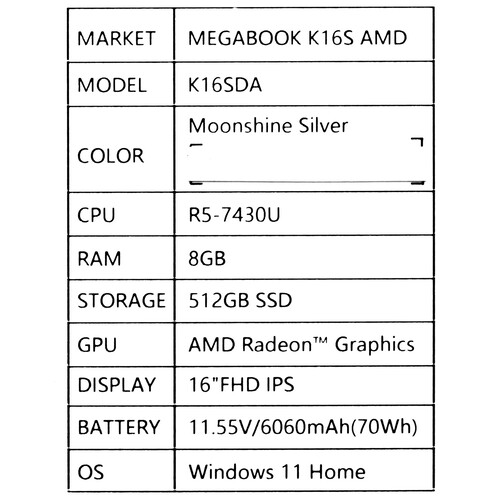 Купить 16" Ноутбук Tecno Megabook K16S серебристый  5618696. Характеристики, отзывы и цены в Донецке