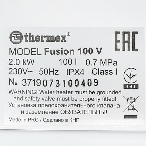Купить Водонагреватель электрический Thermex Fusion 100V  1233641. Характеристики, отзывы и цены в Донецке
