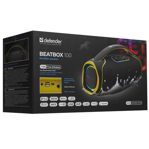 Купить Портативная колонка Defender Beatbox 100, черный  9232542. Характеристики, отзывы и цены в Донецке