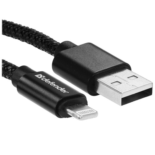 Купить Кабель круглый Defender Lightning 8-pin - USB 2.0 Type-A черный 1 м  5479484. Характеристики, отзывы и цены в Донецке