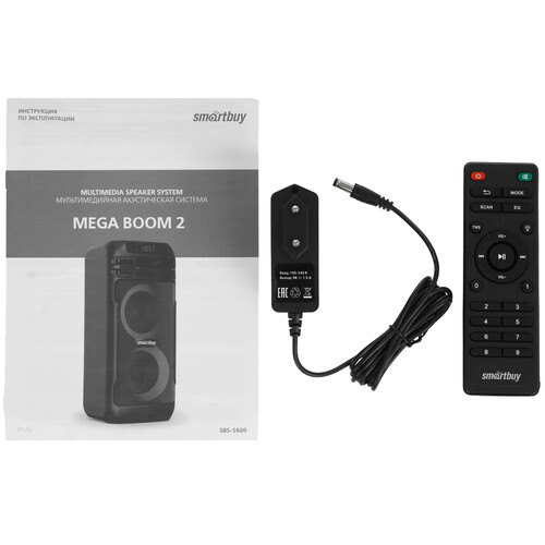 Купить Портативная аудиосистема SmartBuy MEGA BOOM 2, черный  9190221. Характеристики, отзывы и цены в Донецке