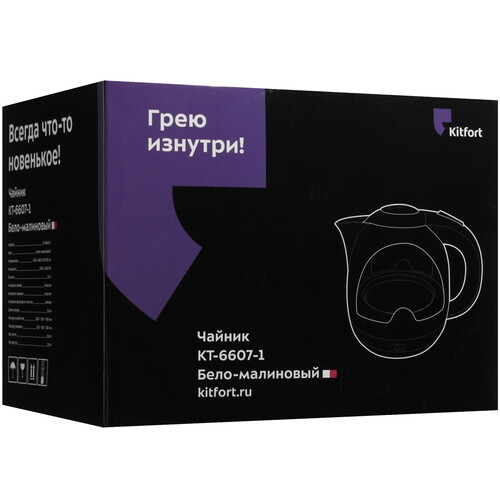 Купить Электрочайник Kitfort КТ-6607-1 розовый  9047268. Характеристики, отзывы и цены в Донецке