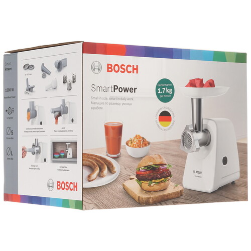 Купить Мясорубка электрическая Bosch SmartPower MFW2517W белый  8190410. Характеристики, отзывы и цены в Донецке
