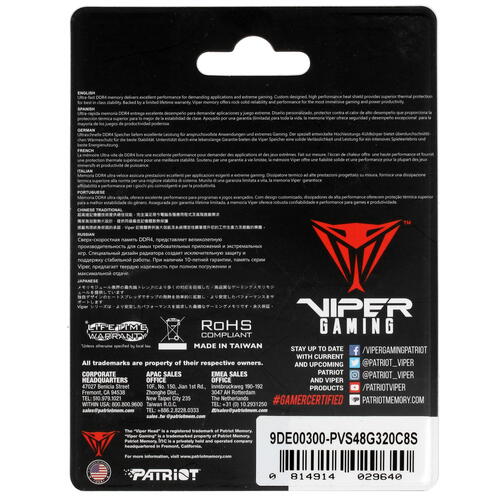 Купить Оперативная память SODIMM Patriot Viper Steel [PVS48G320C8S] 8 ГБ  5029572. Характеристики, отзывы и цены в Донецке