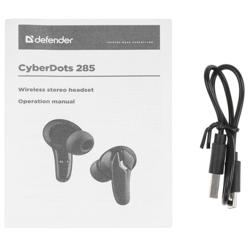 Купить Наушники TWS Defender CyberDots 285 черный 2025  9231060. Характеристики, отзывы и цены в Донецке