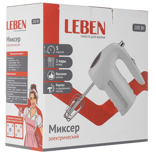 Купить Миксер LEBEN 269-063 белый  9237210. Характеристики, отзывы и цены в Донецке