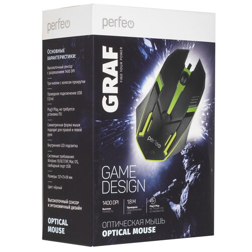 Купить Мышь проводная Perfeo "GRAF"  9225526. Характеристики, отзывы и цены в Донецке