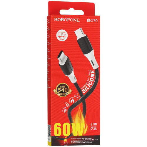 Купить Кабель круглый Borofone USB Type-C - USB Type-C черный 1 м  9237984. Характеристики, отзывы и цены в Донецке