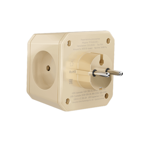 Купить Разветвитель AGNI TP-WJ2U3E-L-ivory бежевый  9354092. Характеристики, отзывы и цены в Донецке