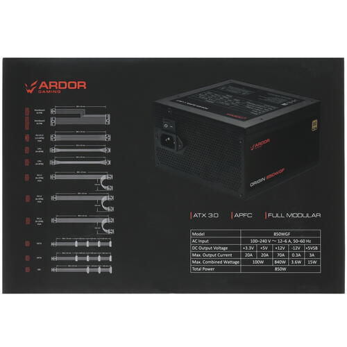 Купить Блок питания ARDOR GAMING ORIGIN 850WGF  черный  9031871. Характеристики, отзывы и цены в Донецке