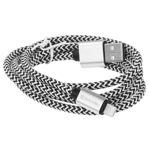 Купить Кабель круглый Defender Lightning 8-pin - USB 2.0 Type-A белый 1 м  5479485. Характеристики, отзывы и цены в Донецке