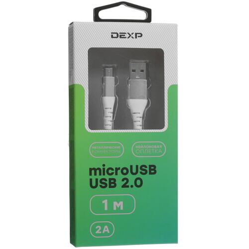 Купить Кабель круглый DEXP micro USB - USB 2.0 Type-A белый 1 м  4834150. Характеристики, отзывы и цены в Донецке