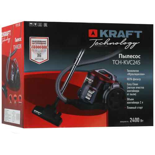 Купить Пылесос Kraft TCH-KVC 245 красный  8146712. Характеристики, отзывы и цены в Донецке