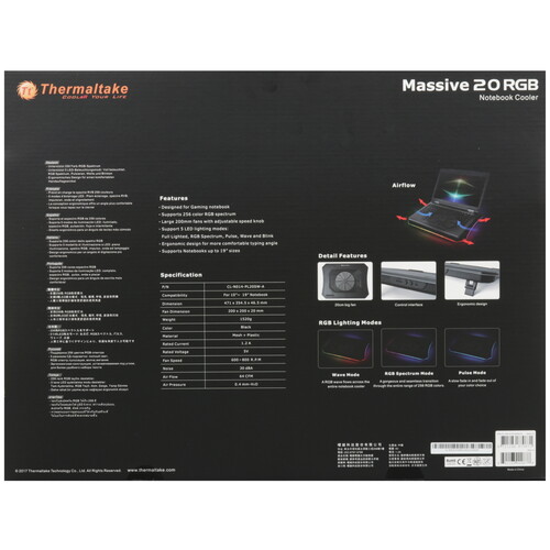 Купить Охлаждающая подставка Thermaltake Massive 20 RGB черный  5624026. Характеристики, отзывы и цены в Донецке