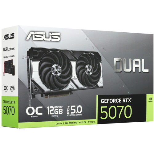 Купить Видеокарта ASUS GeForce RTX 5070 DUAL OC Edition  5631268. Характеристики, отзывы и цены в Донецке
