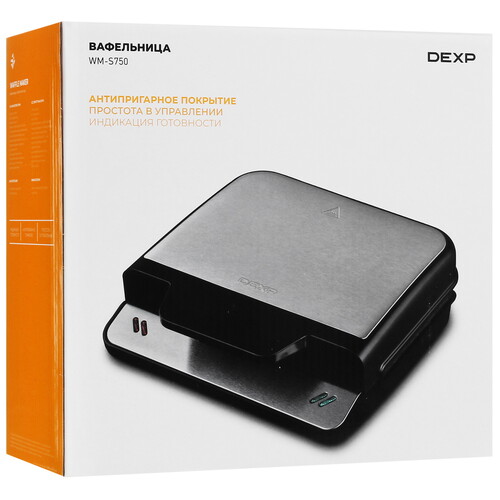 Купить Вафельница Dexp WM-S750 серебристый  5425354. Характеристики, отзывы и цены в Донецке