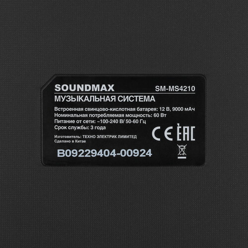 Купить Портативная аудиосистема Soundmax SM-MS4210, черный  5466910. Характеристики, отзывы и цены в Донецке