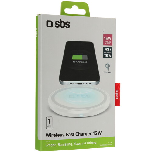 Купить Беспроводное зарядное устройство SBS Wireless Fast Charger 15W белый  5471887. Характеристики, отзывы и цены в Донецке