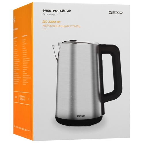 Купить Электрочайник DEXP EK-MKWG17 серебристый  9028693. Характеристики, отзывы и цены в Донецке