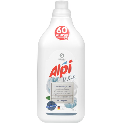 Купить Средство для стирки Grass "ALPI" White Gel для белых тканей, 1.8 л  5644496. Характеристики, отзывы и цены в Донецке