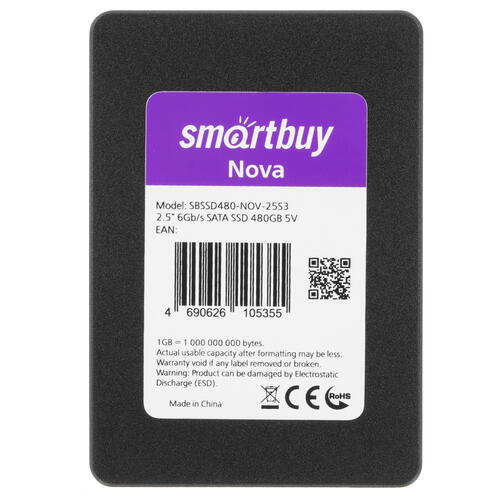 Купить 480 ГБ 2.5" SATA накопитель Smartbuy Nova [SBSSD480-NOV-25S3]  5407587. Характеристики, отзывы и цены в Донецке